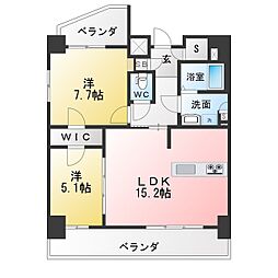 名古屋市名東区貴船1丁目マンション 2LDKの間取図画像