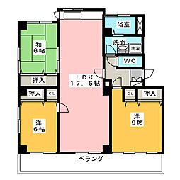 パークウエスト貴船B棟 3LDKの間取図画像