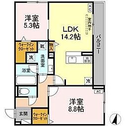 アメニティコート 2LDKの間取図画像