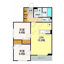 AVANCEISSHA 2LDKの間取図画像