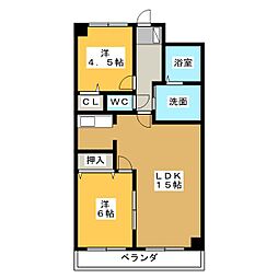 ノダグランデ 2LDKの間取図画像