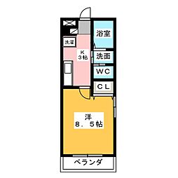 アールズコート本郷 1Kの間取図画像