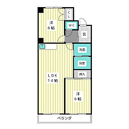 レジデンス高明 2LDKの間取図画像