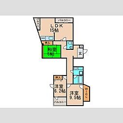 パークサイドコート 3LDKの間取図画像