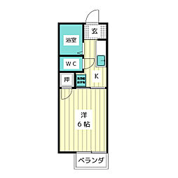 サンフォレスト 1Kの間取図画像