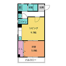 プライム香流 1LDKの間取図画像