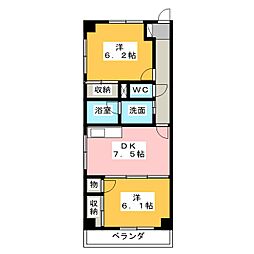 寺嶋ハイツ 2DKの間取図画像