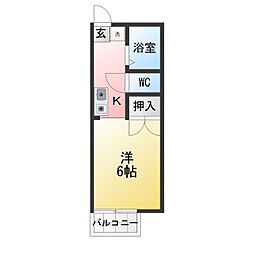 セジュール文教 1Kの間取図画像