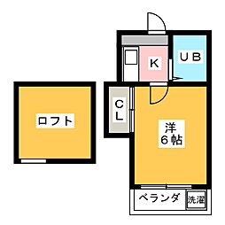 レオパレス上社 1Kの間取図画像