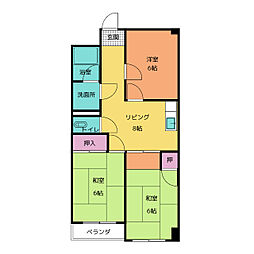 サンローヤル東山NO.3 3DKの間取図画像