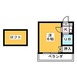 ハイツ上社 1Kの間取図画像