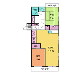 マンション一社 2LDKの間取図画像