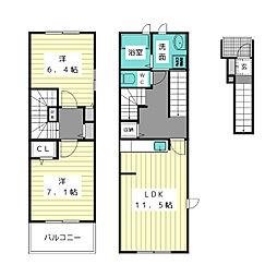 グリシーヌ3番館A 2LDKの間取図画像