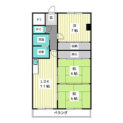 スカイハウス2 3LDKの間取図画像