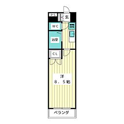 サンセイハイツ社台 1Kの間取図画像