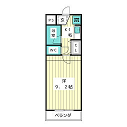 ジュネス猪高台 1Kの間取図画像