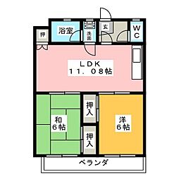 京和コーポ 2LDKの間取図画像