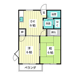 クレール牧の里A 2DKの間取図画像