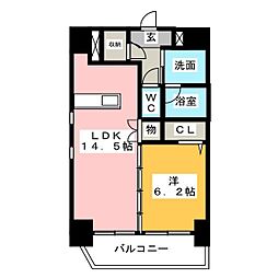 フォンターナ名昭 1LDKの間取図画像