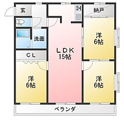 ネオ岩崎台 3LDKの間取図画像