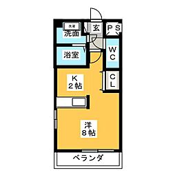 タウンライフ朝日が丘北 3階ワンルームの間取り
