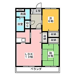 リバーホーム桜作 3階2LDKの間取り