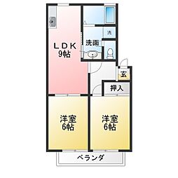 ルミエール原邸B 2LDKの間取図画像