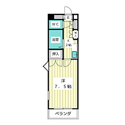 レジデンス千代萬 4階1Kの間取り
