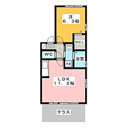 セジュール 2階1LDKの間取り