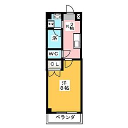 タウンライフ朝日が丘 1Kの間取図画像