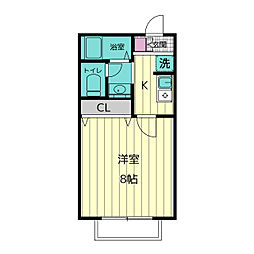ソレイユ山の手 1Kの間取図画像