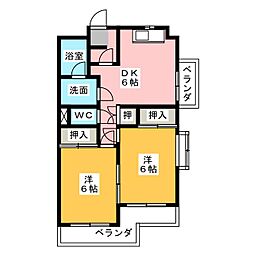 ライフ新緑 2DKの間取図画像
