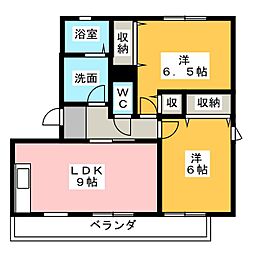 ドミール川本 2LDKの間取図画像