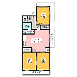 ポニーヒル長久手A棟 3LDKの間取図画像