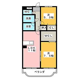 キアーヴェ 2LDKの間取図画像