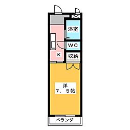 エオリア菖蒲池 1Kの間取図画像