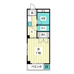グリーンビレッジB棟 1Kの間取図画像