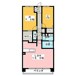 アデグランツ藤が丘 2LDKの間取図画像