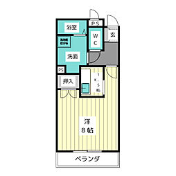 バーロウ杁ヶ池 1Kの間取図画像