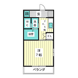 アメニティ藤 1Kの間取図画像