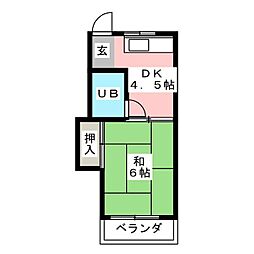 カームハウス 1Kの間取図画像
