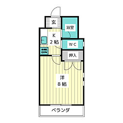 フレグランス22 1Kの間取図画像