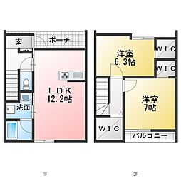 エレガンテ砂子(南) 2LDKの間取図画像