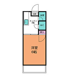 フローラ大坪 1Kの間取図画像