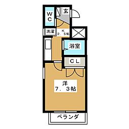 リヴィエール元八事 2階1Kの間取り