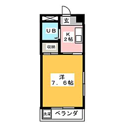マウンテンマンション植田山 3階1Kの間取り