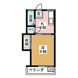 コーポサトウ 1階1Kの間取り