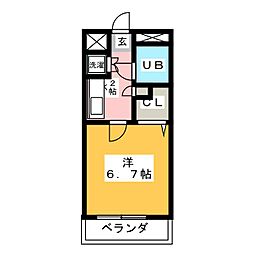 アクトピア八事I 7階1Kの間取り