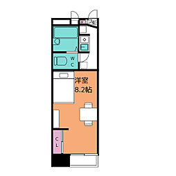 パレス植田山 2階1Kの間取り
