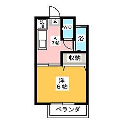 クレールO 1Kの間取図画像